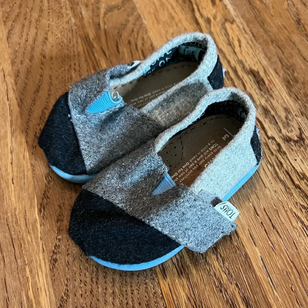 Toms gray/blue Wool Classic Loafer, 3